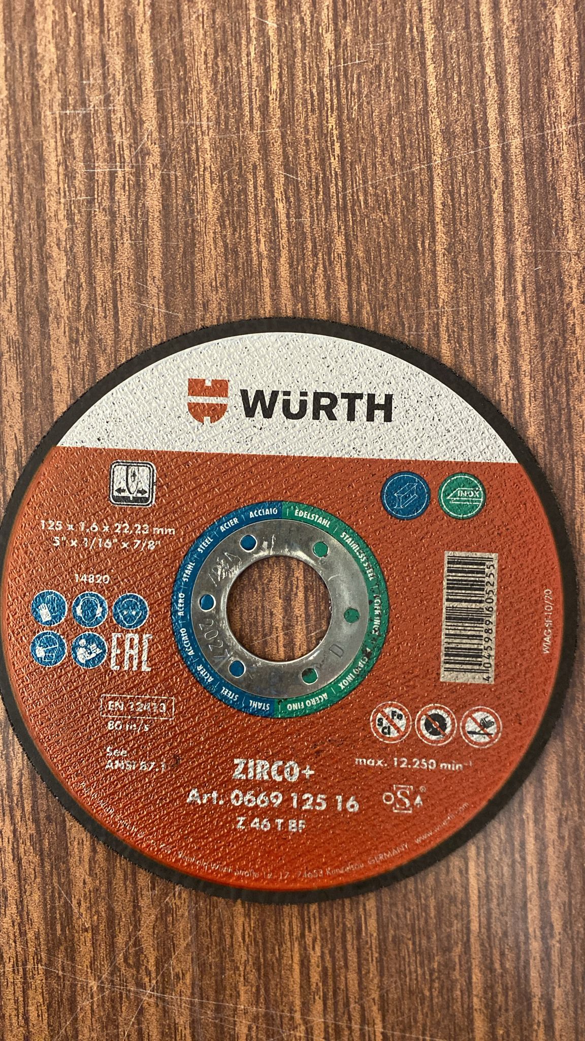 DISCHI DA TAGLIO WURTH DIAMETRO 125